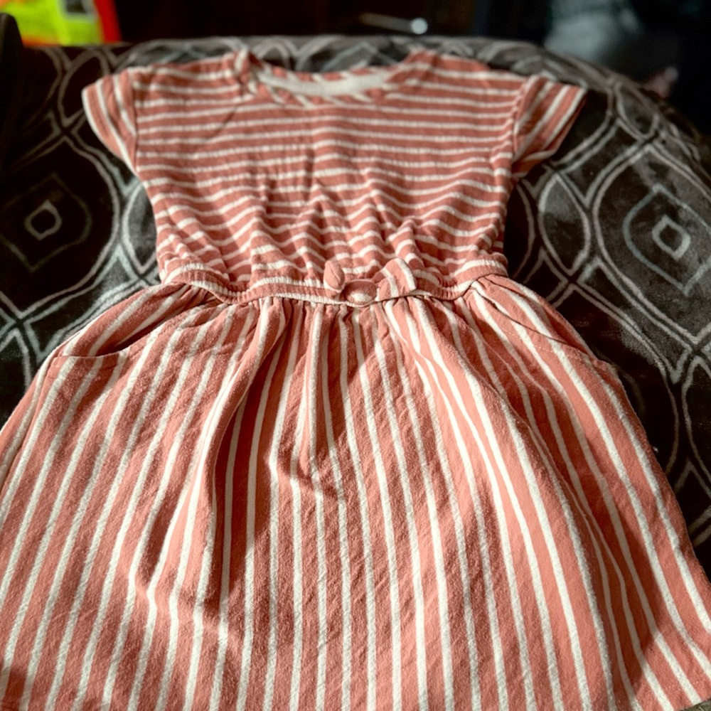 Cat & Jack Pink and White Striped Casual Dress